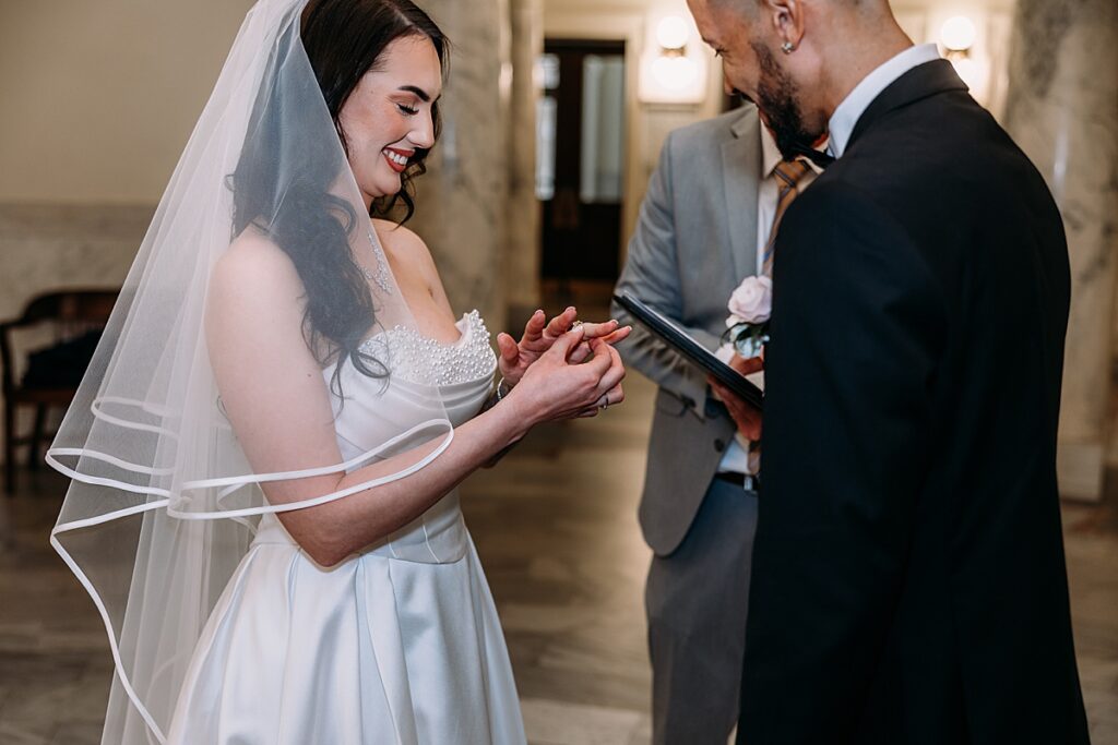 Boise elopement photographer capturing Idaho State Capitol elopement