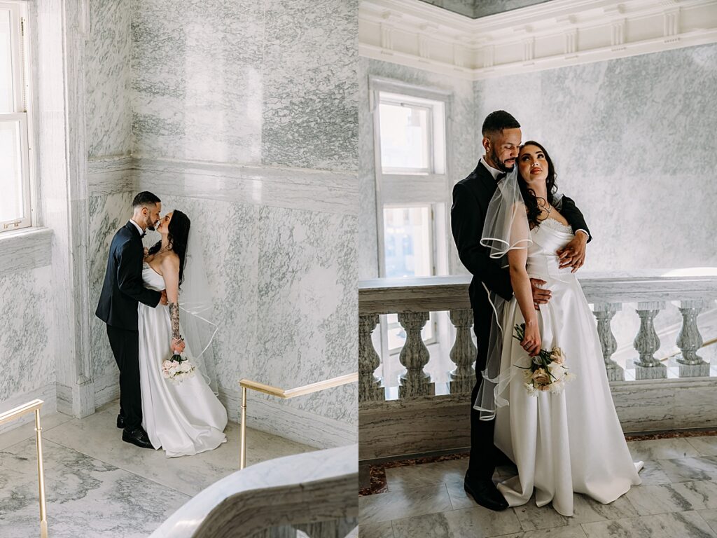 Boise elopement photographer capturing Idaho State Capitol elopement